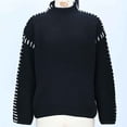 thumbnail image 1 of Rohuuque Women's Mockneck Sweater Fall Winter Warm Solid Color Knit Sweater Crewneck Long Sleeve Tops Basic Pullover Blouse Black, 1 of 4