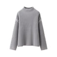 thumbnail image 1 of Rohuuque Women's Mockneck Sweater Fall Winter Warm Solid Color Knit Sweater Crewneck Long Sleeve Tops Basic Pullover Blouse Gray, 1 of 2