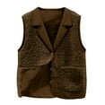 thumbnail image 1 of Rohuuque Women's Notch Lapel Vest Fall Trendy Casual Textured Fleece Button Vest Cropped Loose Thin Layer Jacket Top Brown, 1 of 4