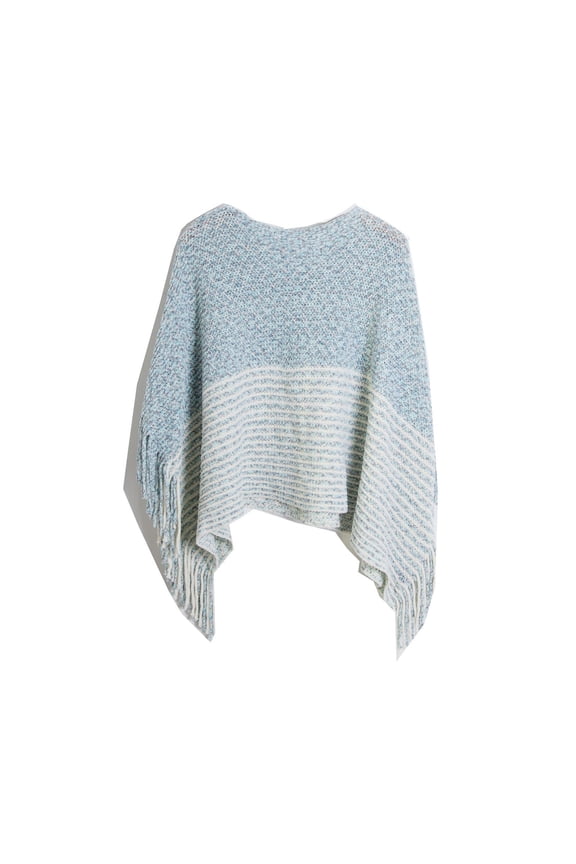 Women's Plaid Knit Cape Poncho Oversized Warm Winter Cape Lightweight Knit Pullover Cape Gothic Bohemian Style Outerwear Blue