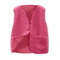 thumbnail image 1 of Rohuuque Women's Polar Fleece Vest with Pocket V-neck Button Dwon Coat Sleeveless Jacket Fall Winter Outerwear Fuzzy Vests Pink A, 1 of 4