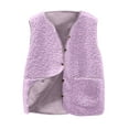 thumbnail image 1 of Rohuuque Women's Polar Fleece Vest with Pocket V-neck Button Dwon Coat Sleeveless Jacket Fall Winter Outerwear Fuzzy Vests Purple, 1 of 5