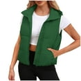 thumbnail image 1 of Rohuuque Women's Puffer Vest with Detachable Hood Winter Warm Quilted Vest Padded Gilet Sleeveless Vest Solid Color Coat Green, 1 of 8