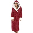 thumbnail image 1 of Rohuuque Women's Robes with Hood Unisex Winter Women Lengthened Shawl Bathrobe Long Sleeve Robe Hooded Coat Robes Burgundy, 1 of 5