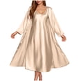 thumbnail image 1 of ZQUUVOU Women's Silk Robe Set Satin Nightwear Set Chemise with Lightweight Robe Flattering Loungewear Cami Sleepwear Sets Beige, 1 of 5
