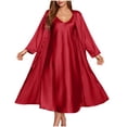 thumbnail image 1 of Rohuuque Women's Silk Robe Set Satin Nightwear Set Chemise with Lightweight Robe Flattering Loungewear Cami Sleepwear Sets Burgundy, 1 of 7