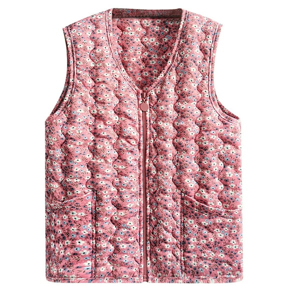 Rohuuque Women's Sleeveless Quilted Vest Jacket with Zip Front Hooded Cute Lightweight Padded Insulated Vest with Pockets Purple