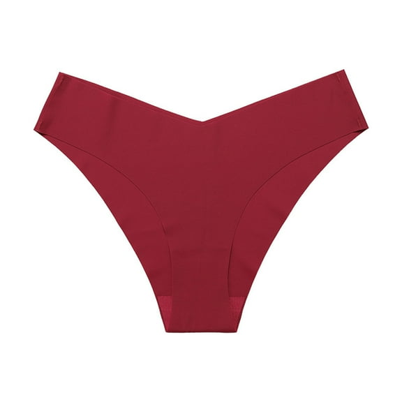 Rohuuque Women's Soft Thong Tanga Ice Silk Invisibles Panties Breathable Cheeky Bikini Sport Underwear V-waisted Thong Burgundy