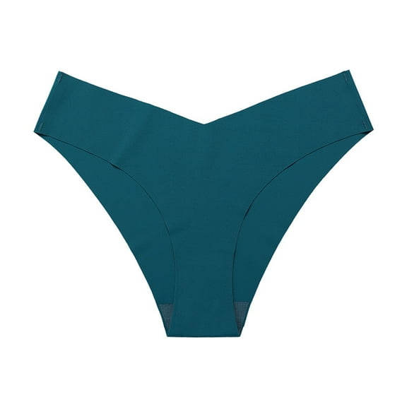 Rohuuque Women's Soft Thong Tanga Ice Silk Invisibles Panties Breathable Cheeky Bikini Sport Underwear V-waisted Thong Green