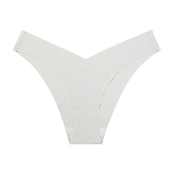 Rohuuque Women's Soft Thong Tanga Ice Silk Invisibles Panties Breathable Cheeky Bikini Sport Underwear V-waisted Thong White