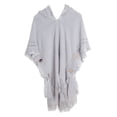 thumbnail image 1 of ZQUUVOU Women's Solid Color Shawl Fashion Fall Winter Plus Size Knitwear Button Hooded Cape Fringe Shawl Wraps Gray, 1 of 4