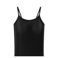 thumbnail image 1 of Rohuuque Women's Thermal Camisole Tops with Built in Bra Spaghetti Strap Cami Tank Top Solid Color Warm Underwear Black, 1 of 4