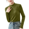 thumbnail image 1 of Rohuuque Women's Thermal Shirts Fashion Casual Comfortable Long Sleeve Half Mock Neck T-Shirt Pullover Warm Tops Olive Green, 1 of 5