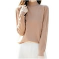 thumbnail image 1 of Rohuuque Women's Turtleneck Sweater Fashion Casual Crew Neck Pullover Solid Color Loose Base Knitted Sweater Tops Gold, 1 of 8
