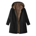 thumbnail image 1 of ZQUUVOU Women's Winter Plush Coats Warm Sherpa Fleece Lined Jackets Hooded Parka Faux Suede Pea Coat Outerwear with Pocket Black, 1 of 6