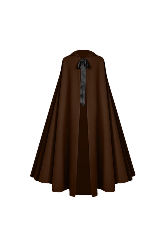 Women's and Men's Hooded Cloak Long Medieval Cape Gothic Style Cloak for Theatrical Performances and Festival Playsuits Brown