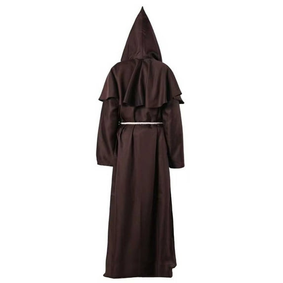Rohuuque Women's and Men's Hooded Cloak Long Sleeve Robe Cape Gothic Medieval Style Top for Theatrical Performances Coffee