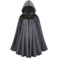 thumbnail image 1 of ZQUUVOU Women's and Men's Hooded Cloak Suede Leather Closure Velvet Medieval Cape Gothic Style Cloak for Renaissance Fair Gray, 1 of 7