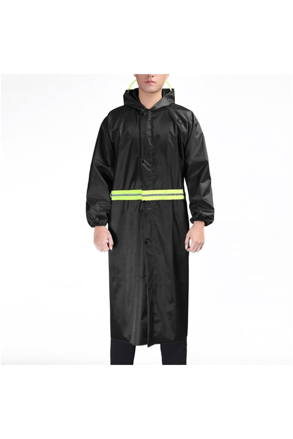 Rohuuque Women's and Men's Hooded Rain Poncho Reflective Windbreaker Rain Cape with Hood Emergency Waterproof Coat Black