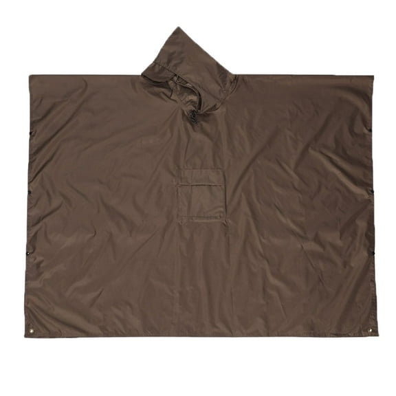 Rohuuque Women's and Men's Hooded Rain Poncho Waterproof Raincoat with Pockets Plus Sized Portable Windproof Rain Cape Brown