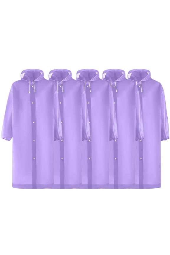 Rohuuque Women's and Men's Rain Poncho 5-Piece Waterproof Rain Suit Set Hooded Long Sleeve Jacket Pants Poncho Cap Outdoor Wear Purple