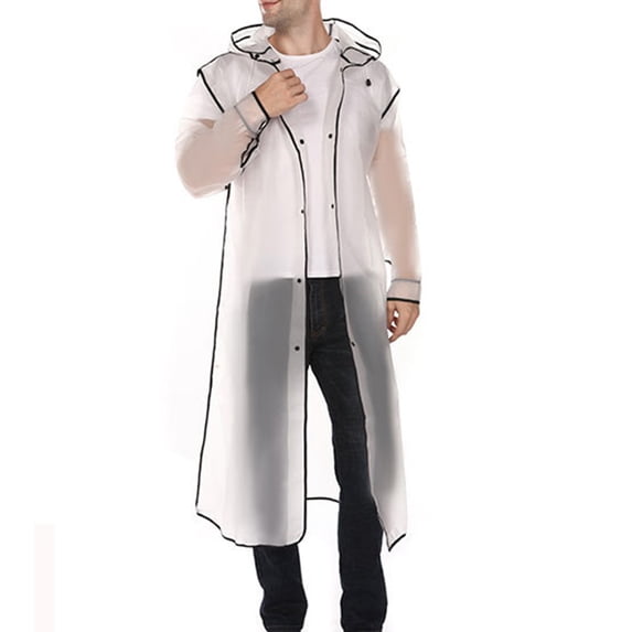 Rohuuque Women's and Men's Rain Poncho Long Sleeve Hooded Raincoat Casual Windbreaker Jacket Water Resistant Lightweight Outerwear White
