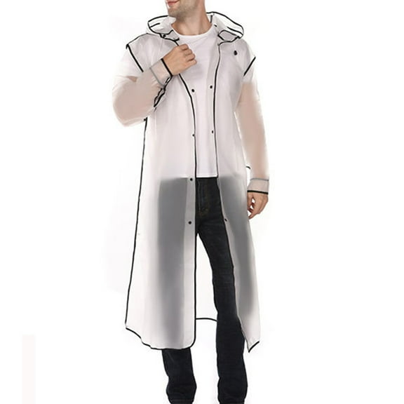 Rohuuque Women's and Men's Rain Poncho Long Sleeve Hooded Raincoat Casual Windbreaker Jacket Water Resistant Lightweight Outerwear White