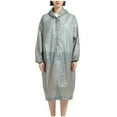 thumbnail image 1 of Rohuuque Women's and Men's Rain Poncho Long Sleeve Waterproof Rain Cape with Hood Buttons Outdoor Parent Matching Rainwear Gray, 1 of 7