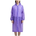 thumbnail image 1 of Rohuuque Women's and Men's Rain Poncho Long Sleeve Waterproof Rain Cape with Hood Buttons Outdoor Parent Matching Rainwear Purple, 1 of 6