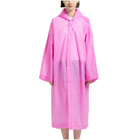 Rohuuque Women's and Men's Rin Poncho Hooded Button Outdoor Long Sleeved Waterproof Casual Jacket Raincoat Cape Outdoor Hot Pink