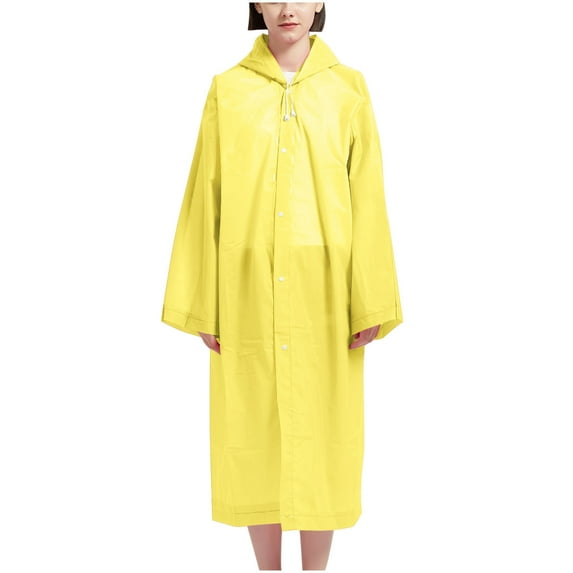 Rohuuque Women's and Men's Rin Poncho Hooded Button Outdoor Long Sleeved Waterproof Casual Jacket Raincoat Cape Outdoor Yellow