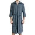 thumbnail image 1 of Rohuuque Zip Up Nightgowns for Men Collared Plush Fleeve Bathropes Casual Solid Color 3/4 Sleeve Sleepwear with Pokets Robes Gray, 1 of 4