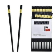 Rohy 10 Pairs Fiberglass Chopsticks Reusable Alloy Dishwasher Safe Non-Slip 9.4 inch Durable Gold