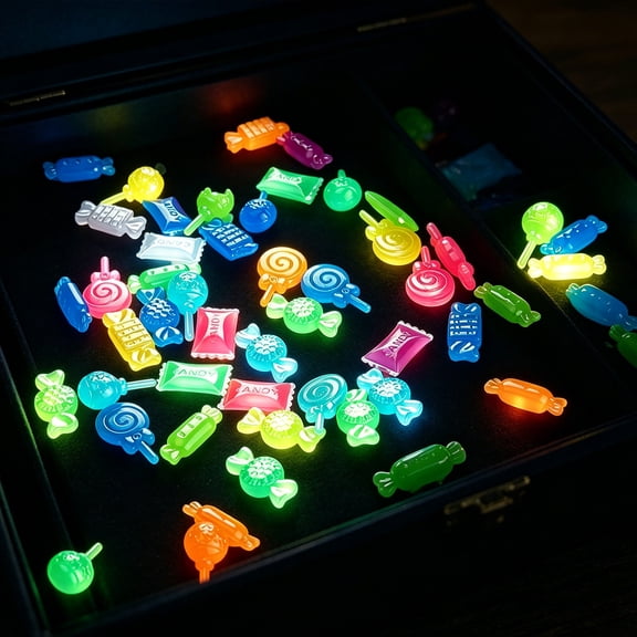 Roiihwy 100g Mixed Color Luminous Plastic Candy Stones, Glow In Dark DIY Landscaping Decorative Accents, 30pcs Multicolor