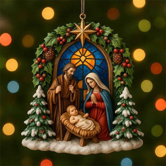 Roiihwy 2025 Nativity Scene Christmas Decor With Holy Family For Tree And Holiday Decor, 5.9in, Multicolor