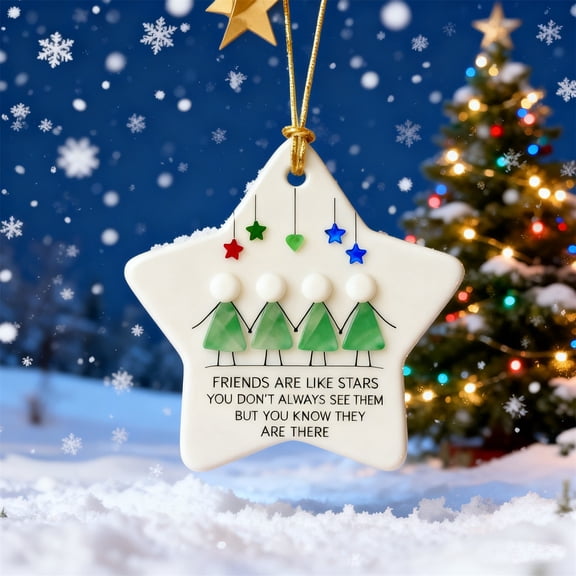 Roiihwy 2D Star-shaped Sea Glass Friendship Decoration For Christmas Tree And Holiday Decor, A