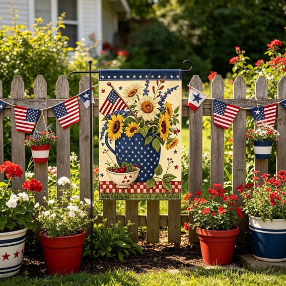 Roiihwy 4th of July Patriotic Garden Flag, 17.7" x 11.8", Style B, Double Sided USA Independence Day Yard Flag for Outdoor Decor
