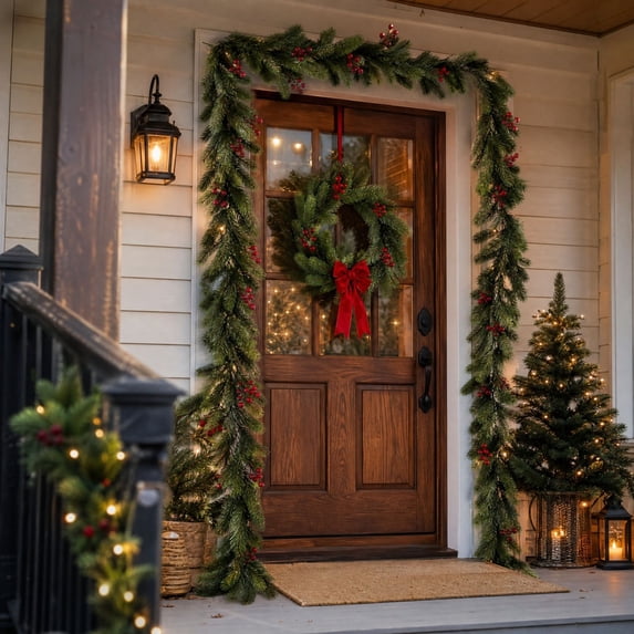Roiihwy 6FT Christmas Norfolk Pine Garland Real Touch Pine Garlands for Table Mantle Fireplace Stairs Indoor Outdoor Xmas Decorations