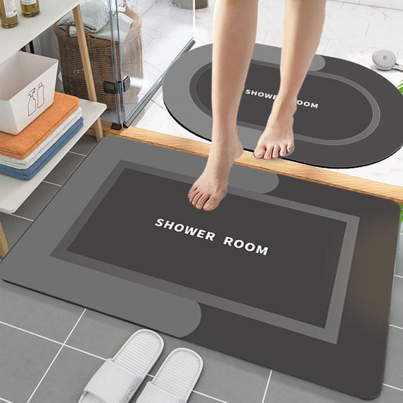 Roiihwy Bathroom Rugs Sets 2 Piece, Bath Mats Non Slip Washable, Absorbent Bath Rug for Tub, Shower and Toilet, Bath Mat Set (Black, 16" x 24")