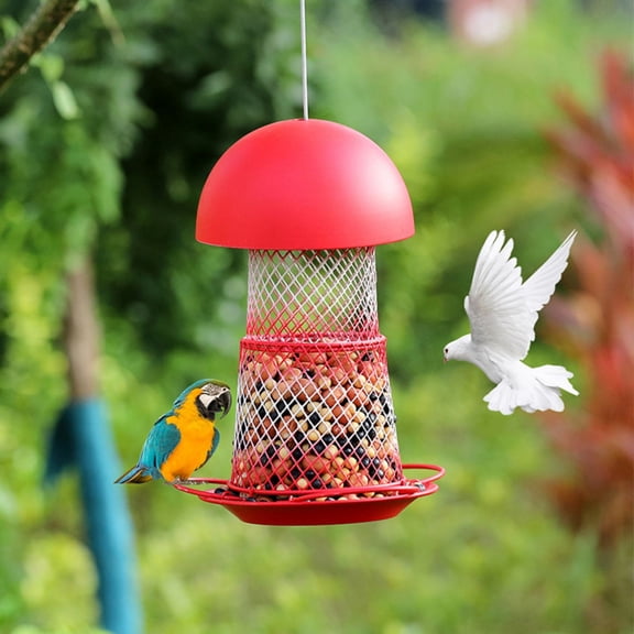 Roiihwy Bird Feeder for Outdoors, Heavy Duty Squirrel Proof with Metal Lid, Easy Fill & Clean, Weather Resistant