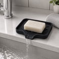 thumbnail image 1 of Roiihwy Black Silicone Soap Dish 4.72x3.94in with Drain Spout Sink Organizer Tray for Bathroom Kitchen, 1 of 6