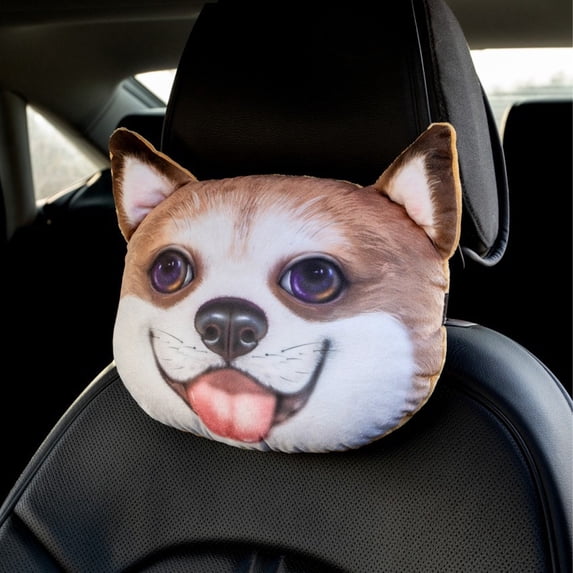 Roiihwy Car Neck Pillows with Memory Foam, Cute Puppy Memory Foam Car Headrest Neck Supporting, Softness Travel Pillow for Pain Relief While Driving