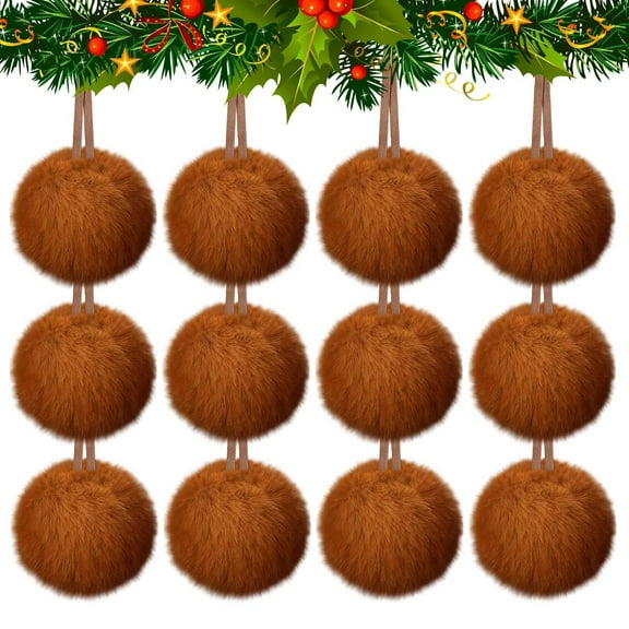 Roiihwy Christmas Decorations 12PCS 6cm Lime Green Furry Christmas Ball Set For Tree And Holiday Decor, Coffee