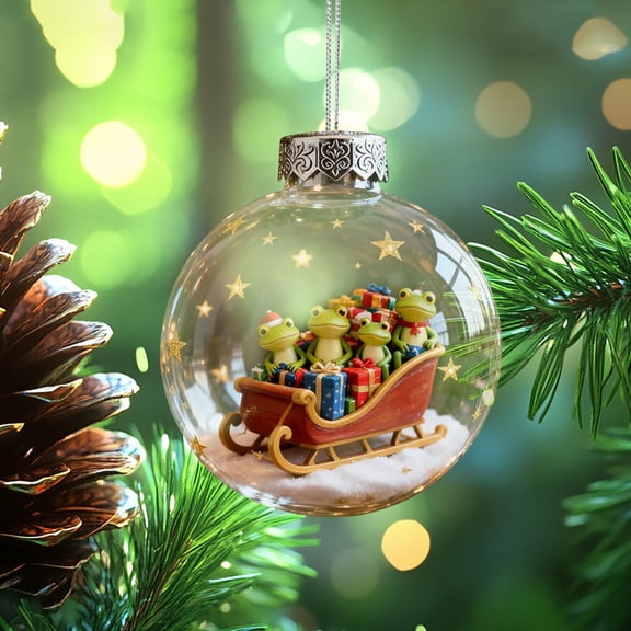 Roiihwy Christmas Decorations Exquisite 3D Spherical Frog Acrylic Ornament For Tree Car And Home Decor, 8cm, E