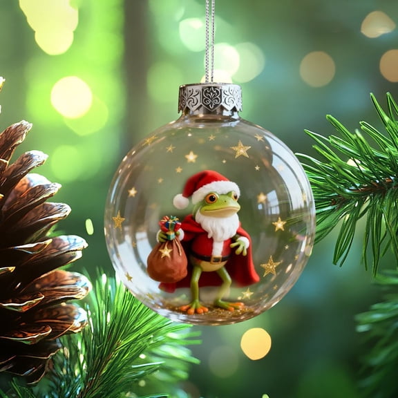 Roiihwy Christmas Decorations Exquisite 3D Spherical Frog Acrylic Ornament For Tree Car And Home Decor, 8cm, G