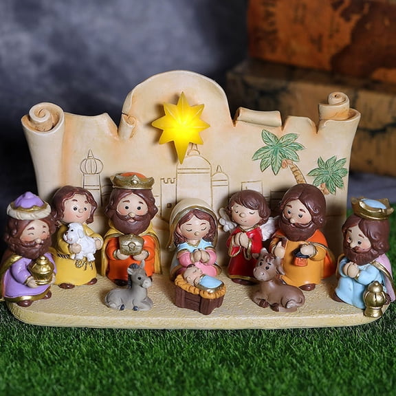 Roiihwy Christmas Decorations LED Nativity Manger Set For Christmas Gift And Holiday Home Decor, Colours