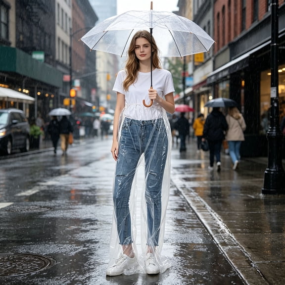Roiihwy Clear Disposable Rain Pants Boots Attached Waterproof Plastic Cover for Gardening Camping or Outdoor Work
