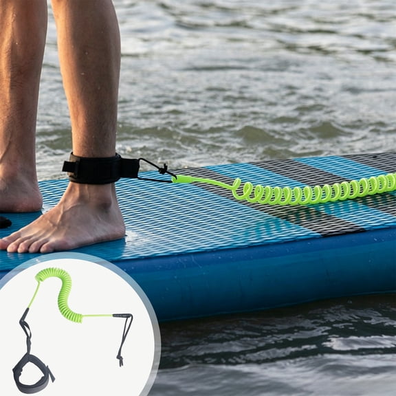 Roiihwy Coiled Surfboard Leash Rope For Paddle Board, Safety Ankle Strap For Surfing, 35.4-118.1in Green