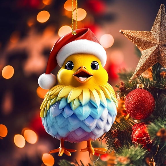 Roiihwy Cute Acrylic Rooster Car Pendant For Christmas Tree And Home Holiday Decor, 3.1in, C