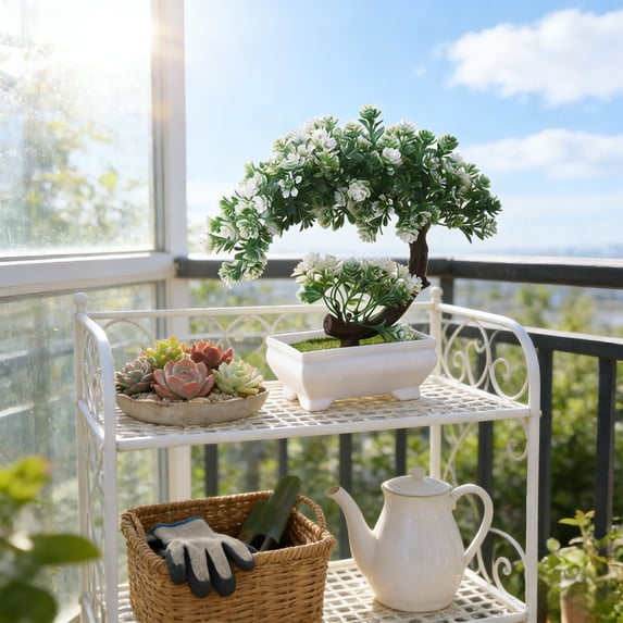 Roiihwy Decorative Artificial Bonsai Tree, Artificial plants Indoor with Flower, Fake Tree for Centerpiece Table Coffee Table Dining Room Office Kitchen Decorations